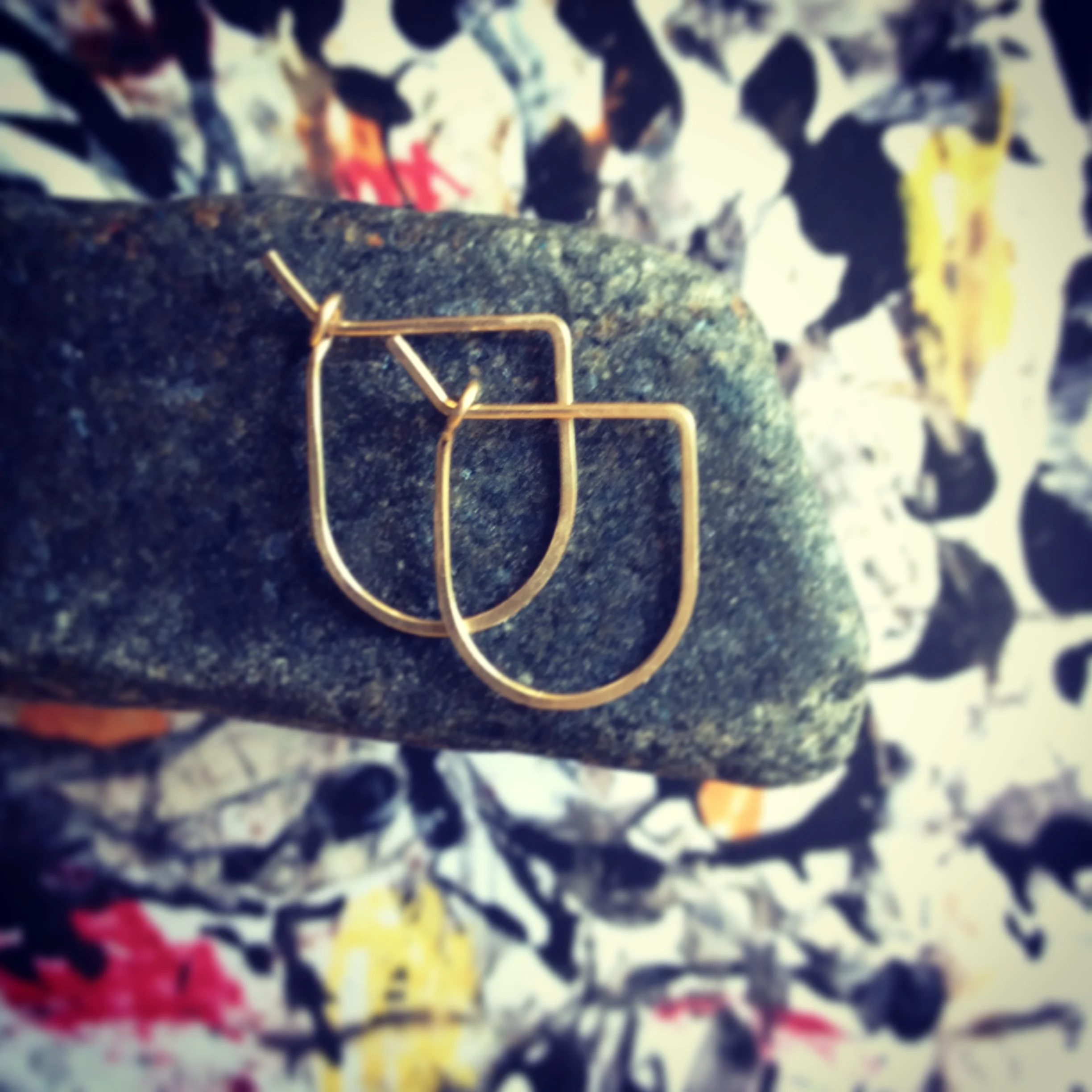 little geometric hoop earrings