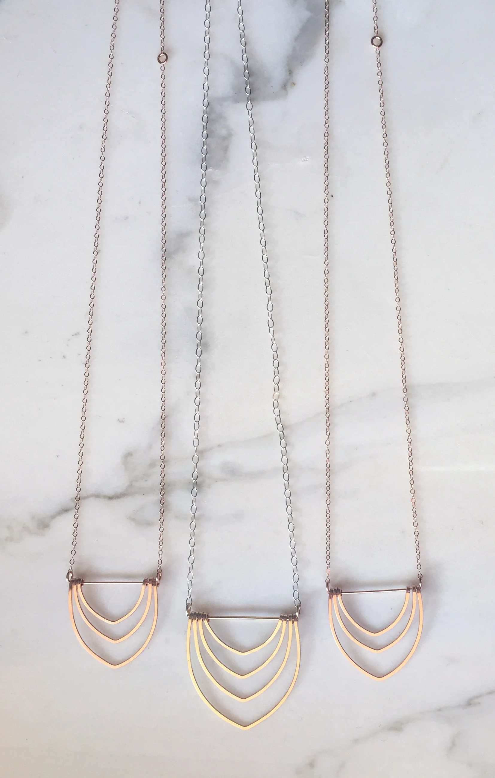 long layered arch necklaces gold