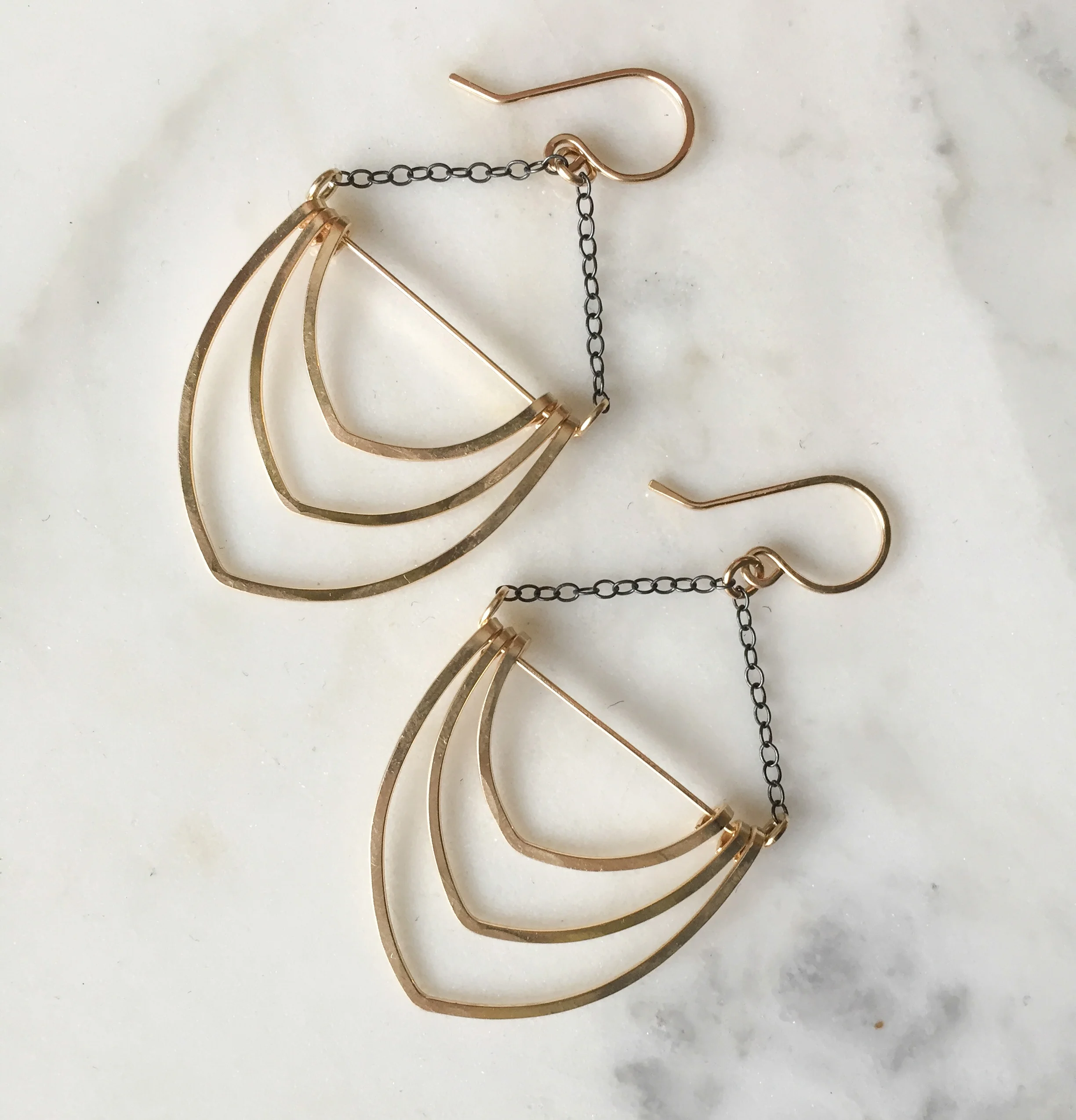 14k gold arch earrings