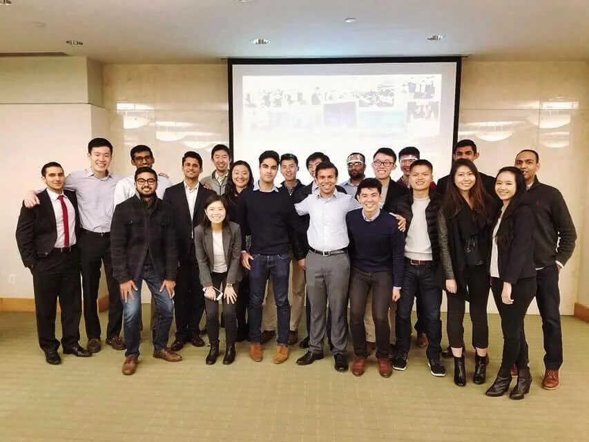 Back row, left to right: Sparsh Dhurka ('16), Wei Ming Wong ('16), Yashwant Chunduru ('15), Sameen Singh ('12), Siwen Wu ('11), Patrick Wei ('18), Evan Wang ('17), Kunal Agrawal ('15), Brendan Wu ('18), Bill Shen ('19), Ankit Patel ('19), Neil Bhuta ('18) Front row, left to right: Rushi Patel ('17), Jacqueline Huang ('19), Jessica Ma ('18), Rishi Ganguli ('18), Aditya Garg ('18), Ryan Lee ('17), Will Zhou ('17), Angela Li ('17), Amanda Lin ('17)
