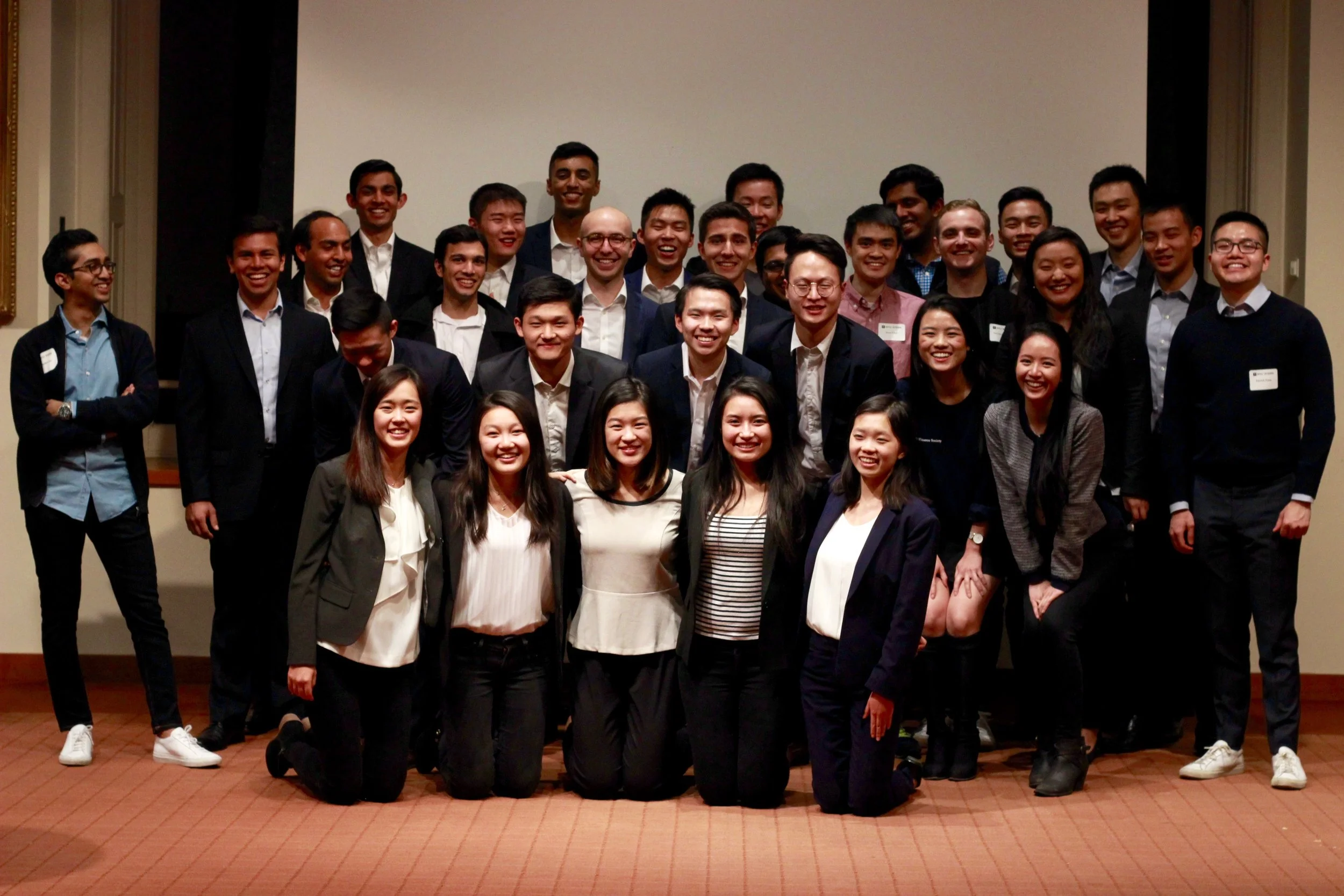 Back row, left to right: Ankit Patel ('19), Bill Shen ('19), Abhi Gupta ('20), Edward Hu ('19), Wei Ming Wong ('16), Tarun Pramod ('16), Aidan Lee ('20), Travis Liu ('20) Third row, left to right: Mathew Roy ('16), Aditya Garg ('18), Neil Bhuta ('18), Sachin Shanbhag ('18), Brandon Russo ('18), Slavi Arnaudov ('19), Varun Sawhney ('16), Jesse Chai ('15), Patrick Malanga ('15), Jessica Ma ('18), Ben Lai ('20), Patrick Fong ('15) Second row, left to right: Jason Leung ('20), David Moon ('20), Edward Low ('19), SK Ra ('19), Arlina Cai ('17), Amanda Lin ('17) Front row, left to right: Jisoo Kim ('20), Rebecca Wang ('20), Andrea You ('20), Shirley Zhan ('20), Jacqueline Huang ('19)
