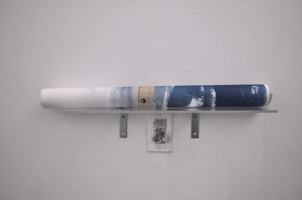 scroll shelf , plexi, iceberg cyanotype, hardware, 2014
