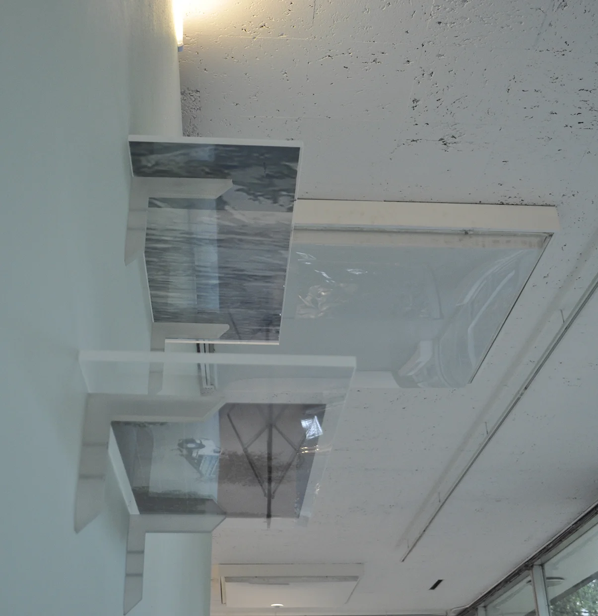 waterline , two 24 x 11 in shelves plexiglass, acetate digital prints 2014 