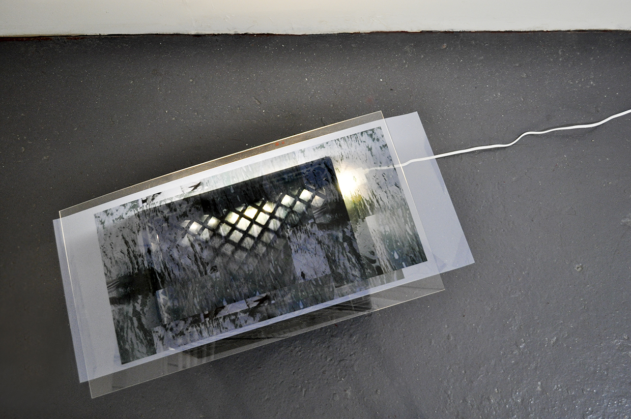 flood crate , generic crate, plexiglass, acetate digital print, floresent light, 2014 