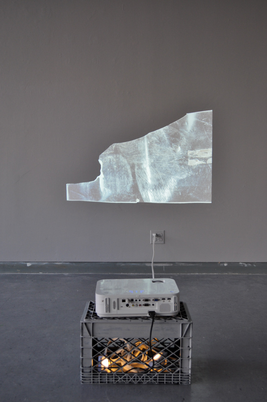 surface scan, fragment stage , 2015, projection from scanned fragment of reflective mylar
