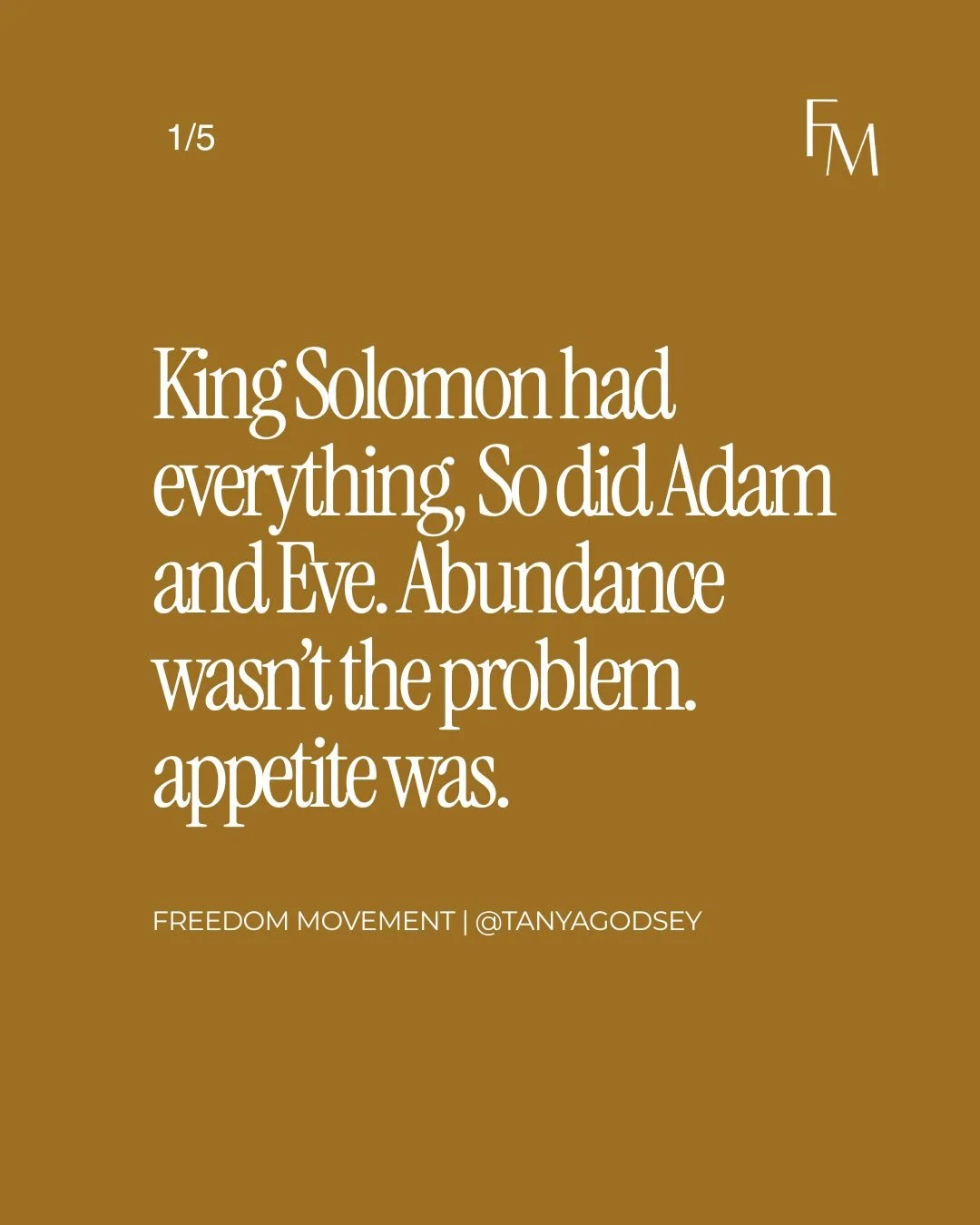 Abundance isn&rsquo;t necessarily the problem-appetite is.  What are we hungry for and will we allow God to satisfy that hunger? 

Jesus knows what it feels like to live in our skin-here in a Post-Eden world. He didn&rsquo;t die to merely improve our