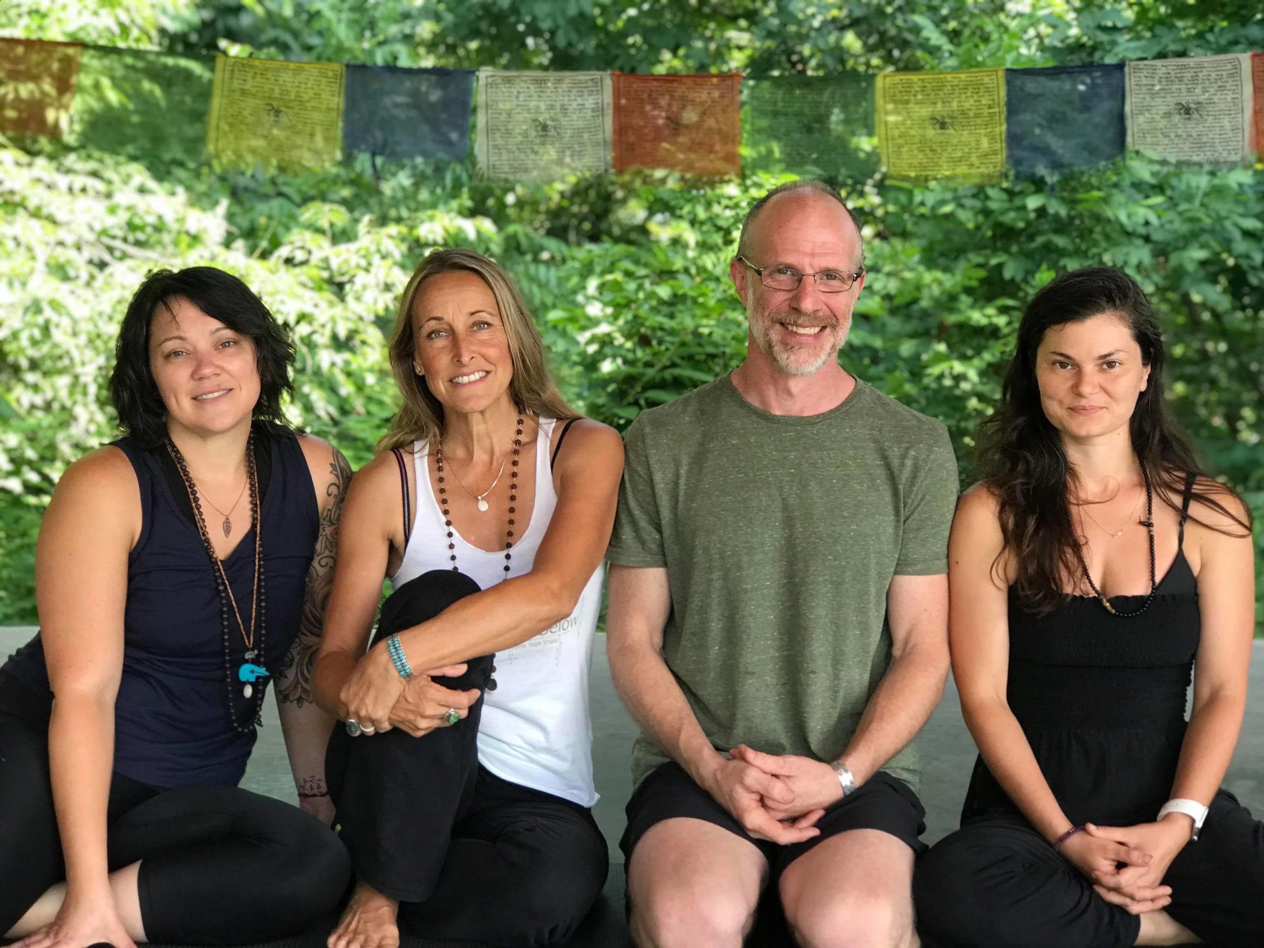 Featured from left to right: Kate Bee, RYT 500; Holly Krepps, C-IAYT and Co-founder of CYS; Matt Krepps, C-IAYT and Co-founder of CYS; Stela Balaban, RYT 500 and Program Director Asst.