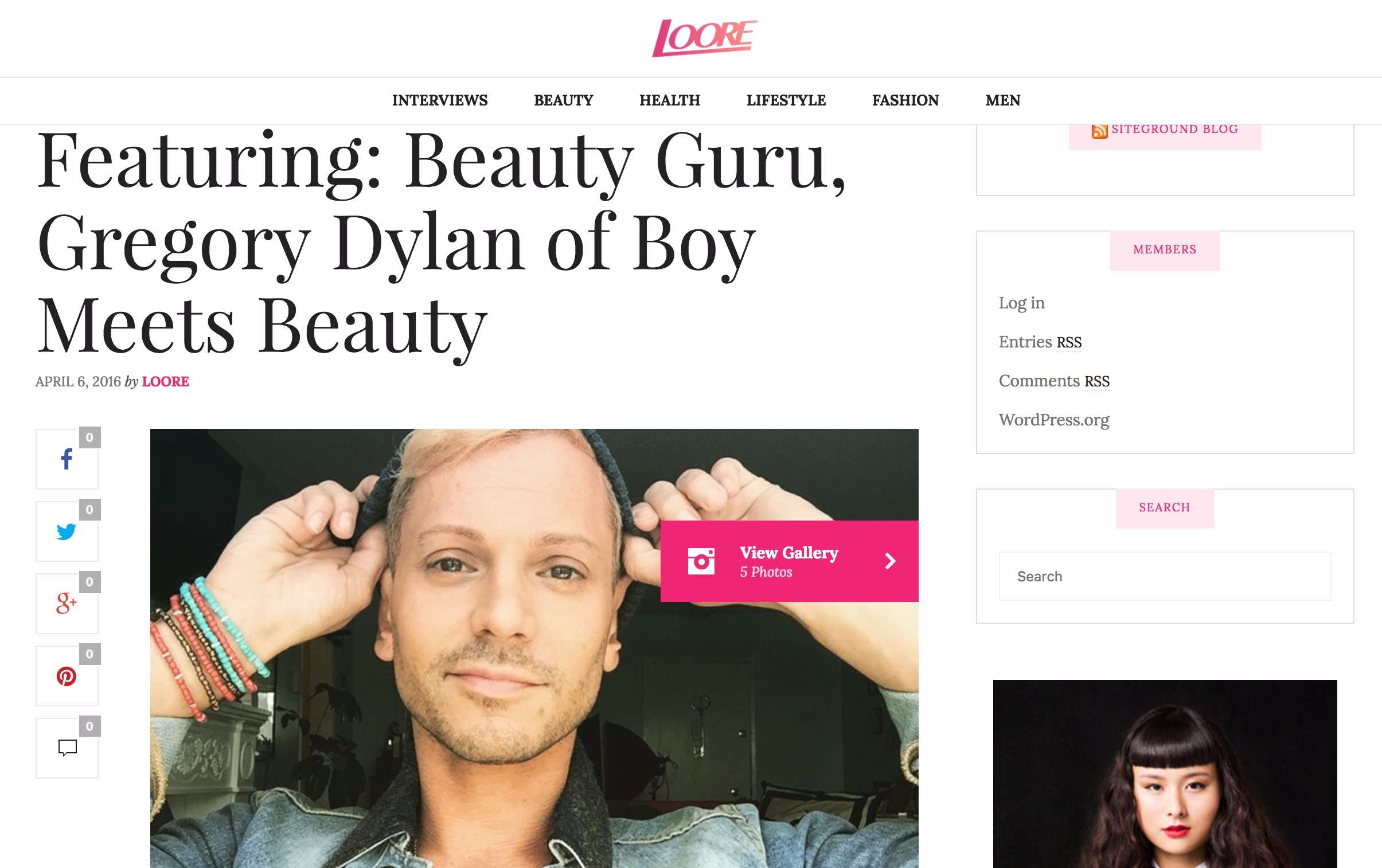 Loore: Beauty guru Gregory Dylan of You Tube's Boy Meets Beauty