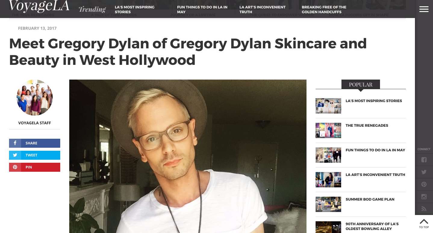 Voyage Los Angeles: Meet Gregory Dylan Skincare and Beauty