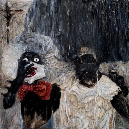 Kharis Kennedy (Fixed Value : Haute) White Collar Goes Black #5 , 2012 Oil on PVA on Linen and board 24 x 24 inches Price upon request
