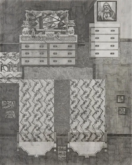 Ann Toebbe Jesus in my Bedroom, 2009 Pencil on paper 20 x 18 inches 27 x 22.25 inches framed $1800 framed