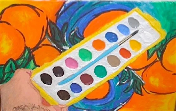 Gina Beavers 16 Color Palette, 2011 Acrylic and paintbrush on canvas 12" x 18" $1500