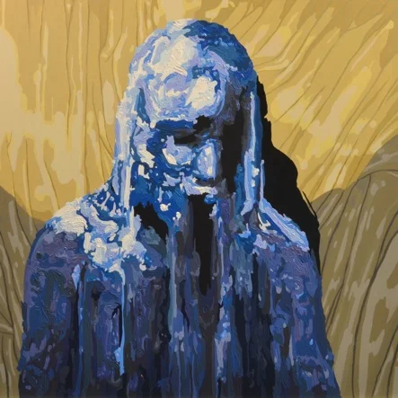 Louis Spano blueblueblueblue Oil on plexiglass 17x17" $500