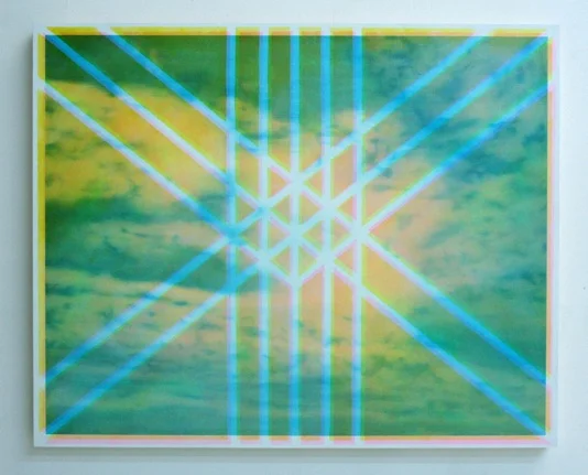 Rachel Ritchford Untitled (Blue/Pink/Yellow) Oil on panel 24x36” $2,600