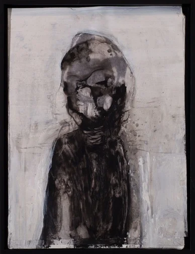 Emily Stoddart Untitled (Face Plant Series), 2011 Acetate, mixed media on paper laid on canvas 9 x12 inches $800 framed