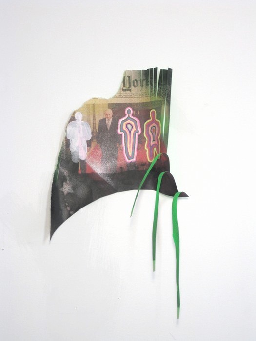 Elissa Levy Red Carpet Piece, 2011 newspaper and mixed media 14 x 18 inches $1000