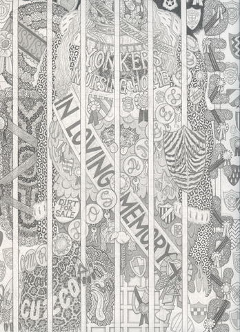 Alex O’Neal, Shrine for Ice Cream Royalty (In Loving Memory) , 2013, Graphite on paper, 12 x 9 inches