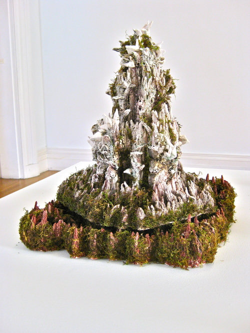 Heidi Lau, The Fortres , 2012, Glazed ceramics, moss, 27 x 18 x 16 inches