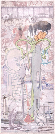 M.A. PapanekMiller, Preparing for Winter: “I will work harder. I” , 2013, Acrylic, collage, graphite, fabric, wood. 24 x 11 inches
