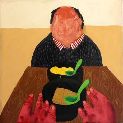 Nicole Dyer Dinner with Gabe , 2014 Acrylic on canvas 30 x 30 inches $1,400 