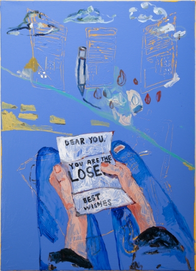 Matt Hilvers L. (but it’s ok) , 2015 Oil, acrylic on canvas 26 x 36 inches $2,600 