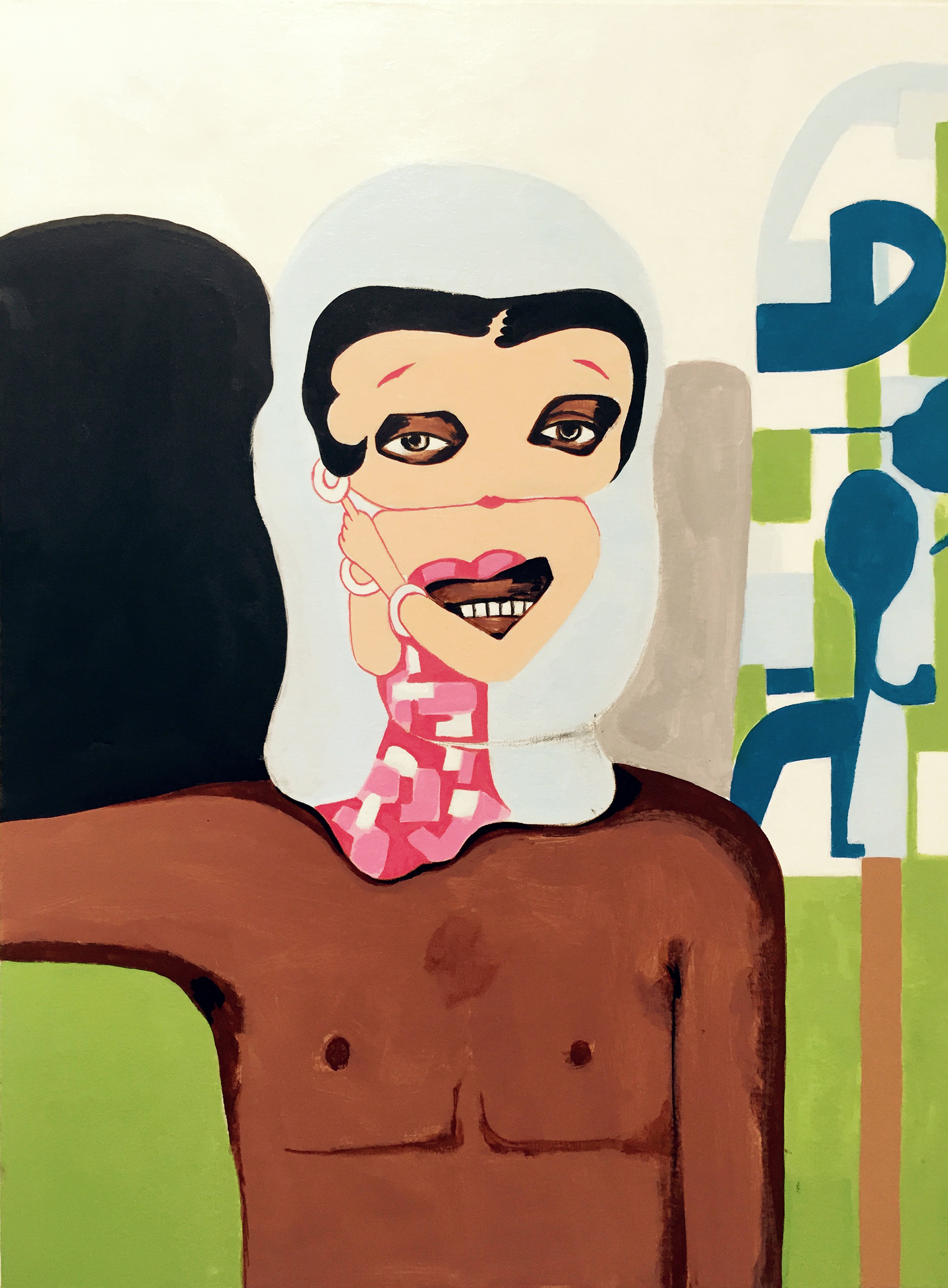 David Humphrey, "Boob Mask" 2016, Acrylic on canvas, 20 x 28"