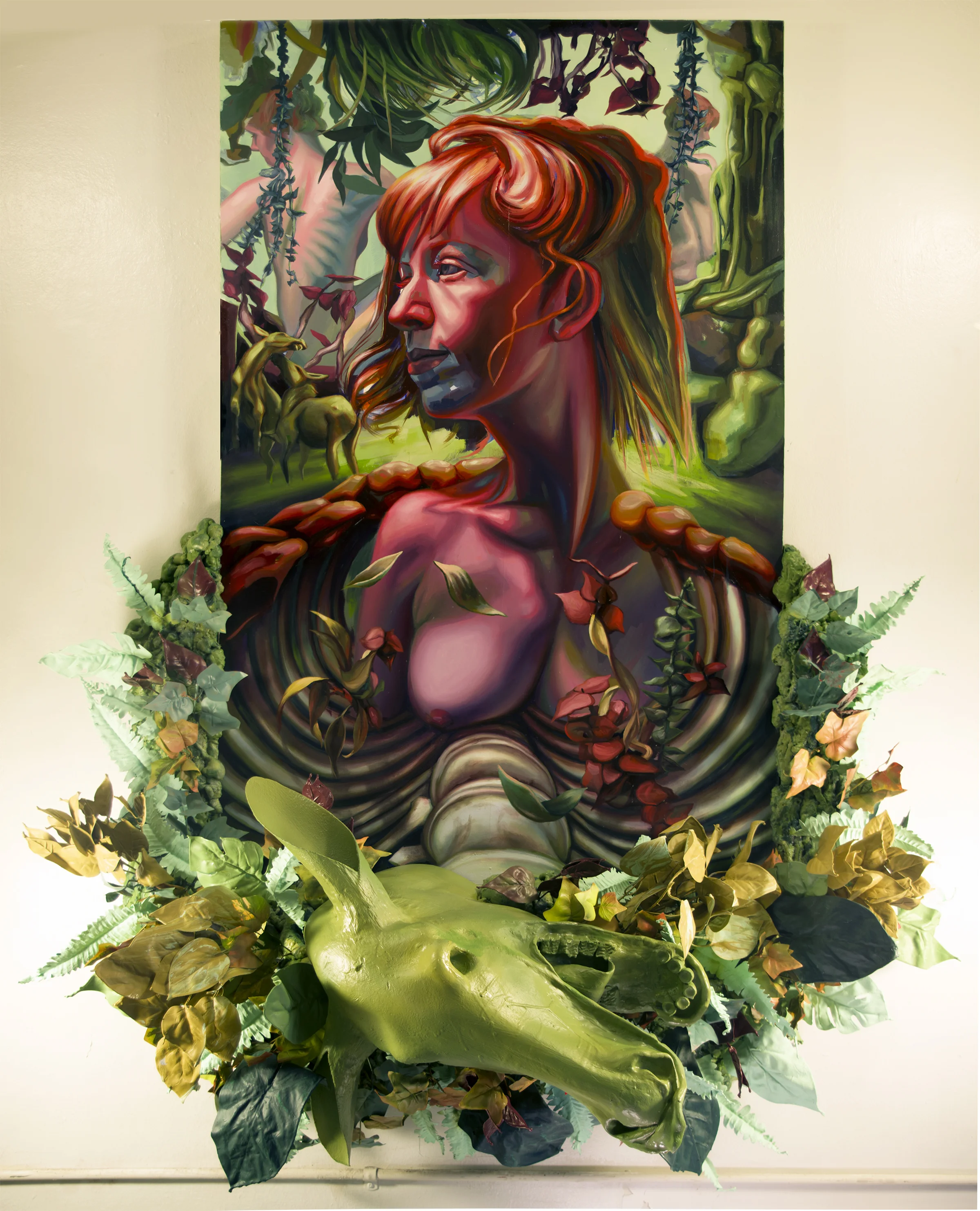 Alison Stinely "Rib Meat" / Oil on Panel / Polyurethane Foam, Epoxy Resin, Latex Enamel / 61" x78"x 24"