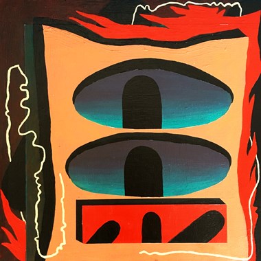 Angela Heisch "Submarine"/ acrylic on wood panel, 10"x10"