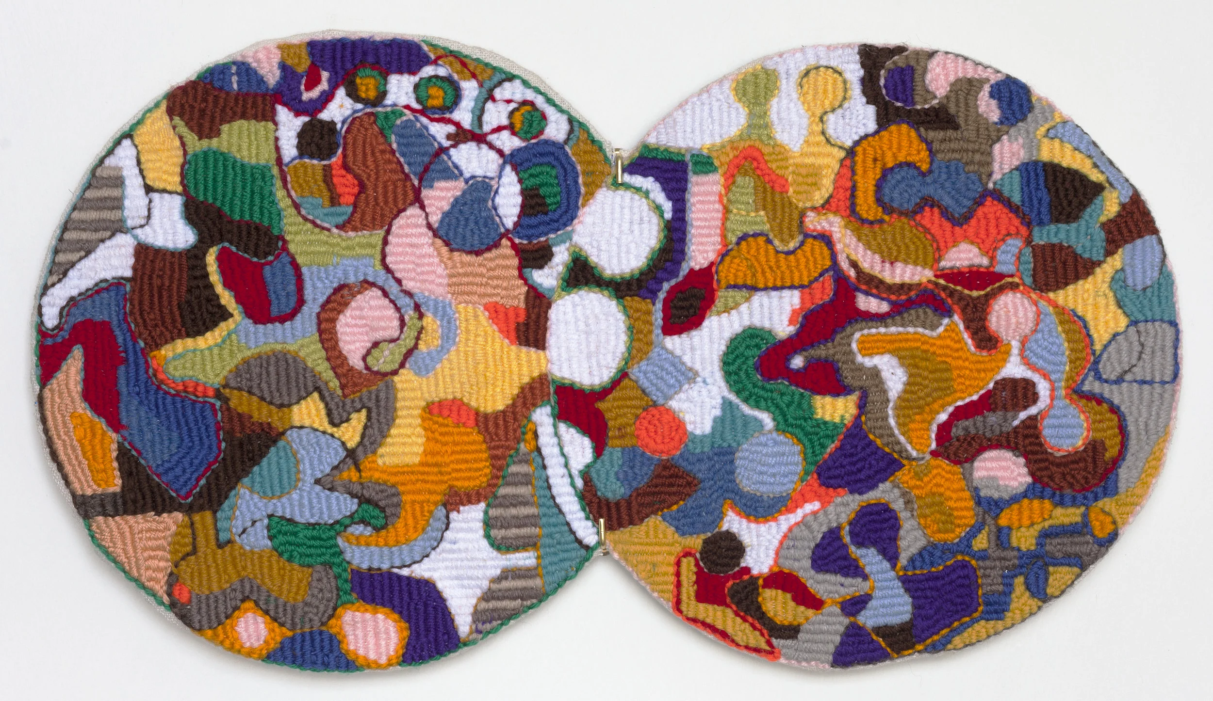 Eric Legris "Circles"/ wool, polyester, cotton, aluminum / 12" X 22"