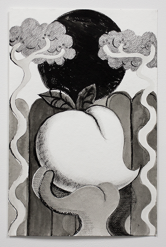 Cindy Ji Hye Kim "A Lier's Gift" 2017, charcoal, graphite, and ink on paper, 11" x 17"