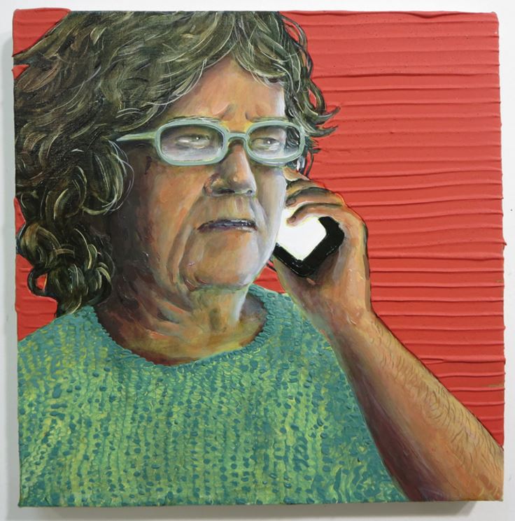 Hilary Doyle, "Vinyl Siding", 2016 acrylic on canvas, 16 x 16"