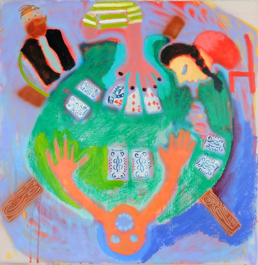 Emilie Stark-Menneg "The Flop", 2016, 28"x28", Acrylic and oil on canvas
