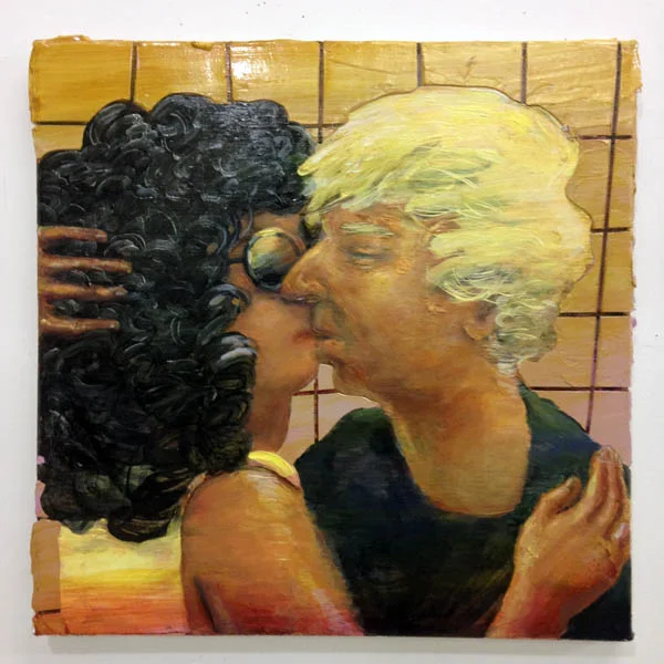 Hilary Doyle "Kiss" 2017, acrylic on canvas, 18 x 18 "