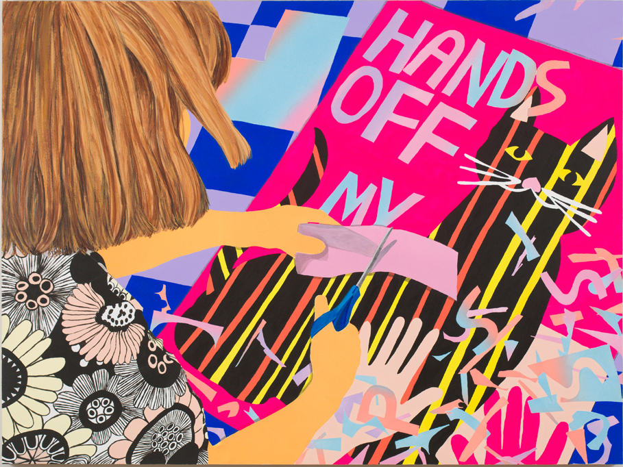 Hands Off, colored pencil, acrylic and oil on panel , 40" x 30" , 2017