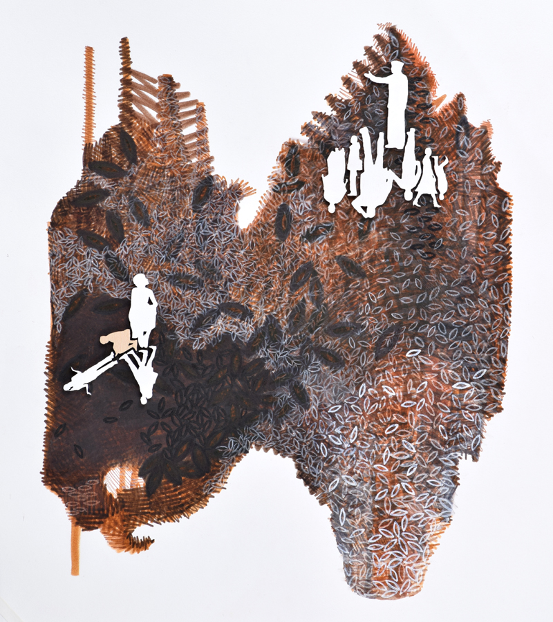Jennifer Maria Harris , Cultivate #9, 2015, Mixed media on paper, 17 x 14"