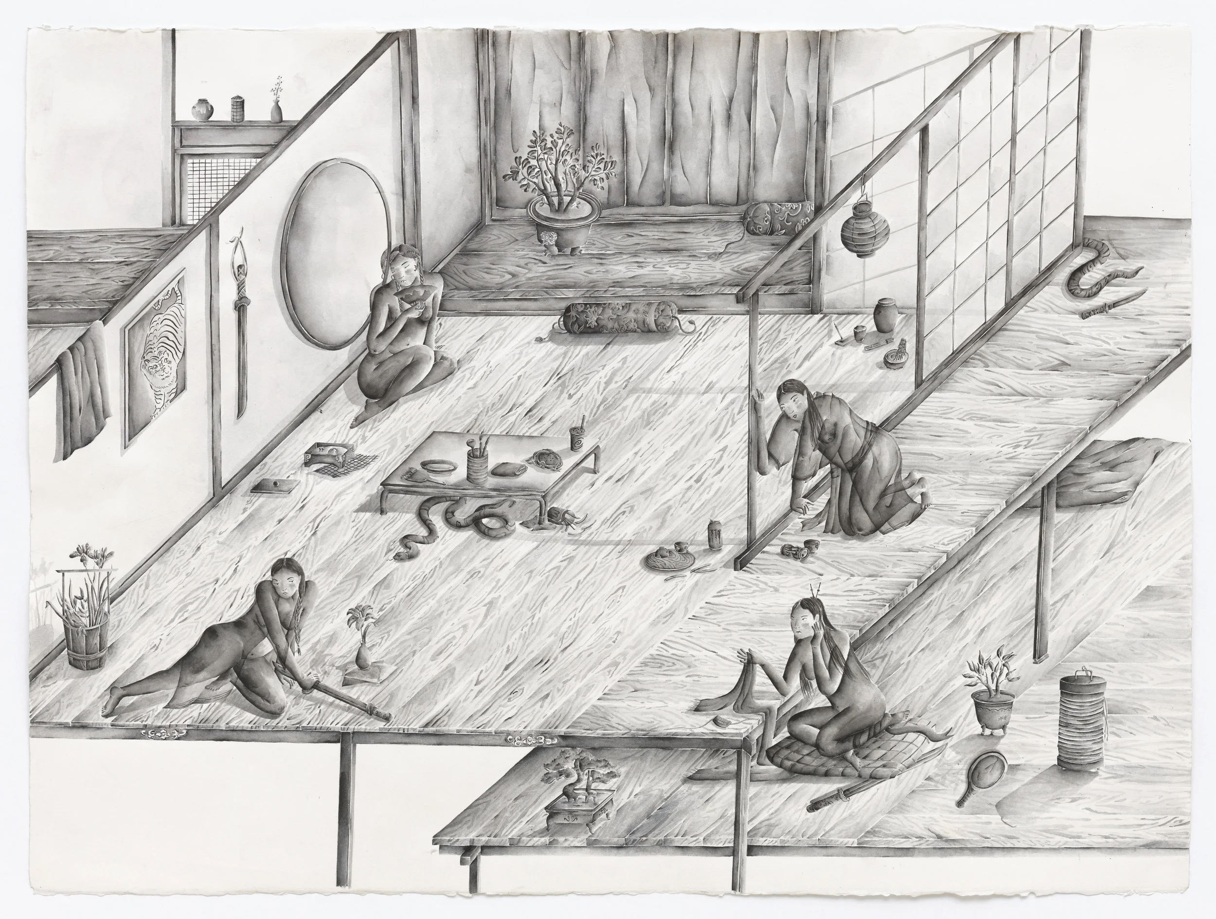 Lily Wong, "Revenge", 2016, Sumi ink on paper, 26 x 40" http://www.lilylilywongwong.com