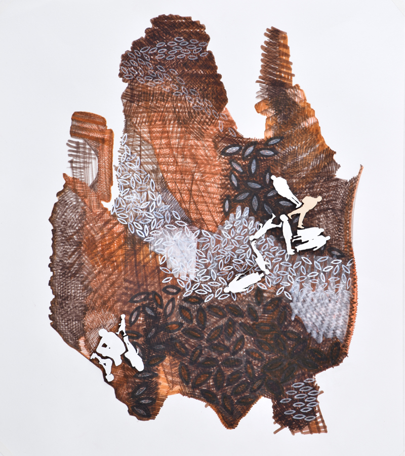 Jennifer Maria Harris , Cultivate #7, 2015, Mixed media on paper, 17 x 14”