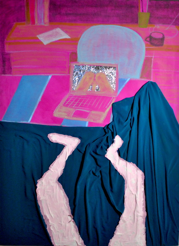 Dylan Hurwitz "Untitled (Watching)" / 2016 / mixed media / 48x64 inches http://www.dylanhurwitz.com