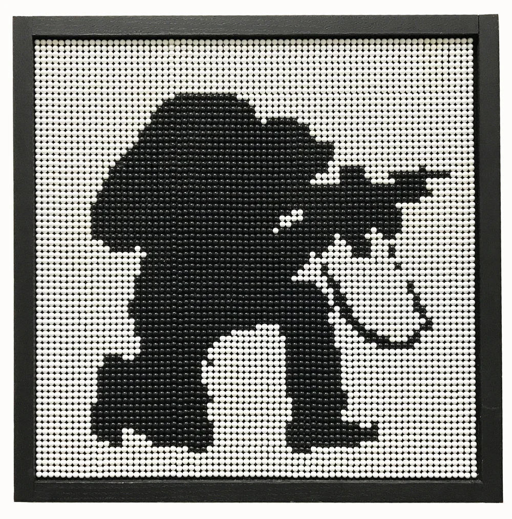 Kent Horiguchi, No.1, Soldier , 2017, 355 × 355 mm, Plastic BB, wood, acrylic board