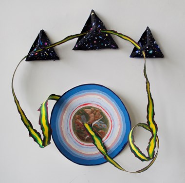 Sharon Servilio, Medieval Psychedelic , gouache on paper construction, 15" x 12" x 3"