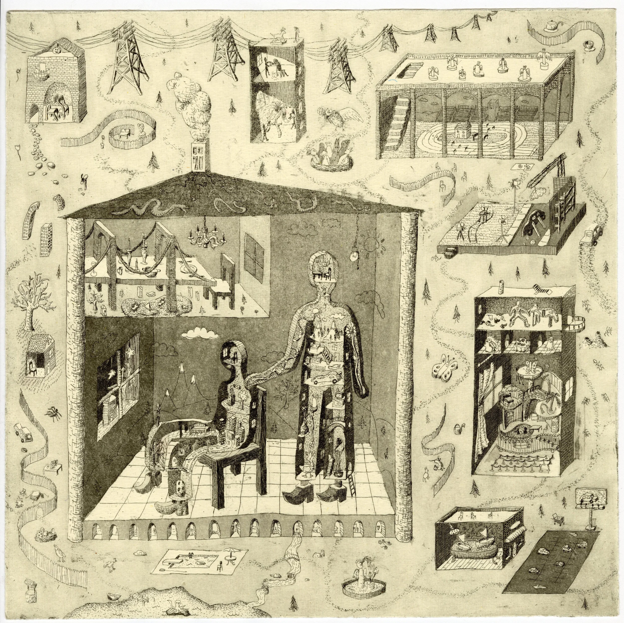 Marc Librizzi / To the Shelf, A beautiful View / 2019 / Copper plate etching / 18’ x 24’ / https://marclibrizzi.com/