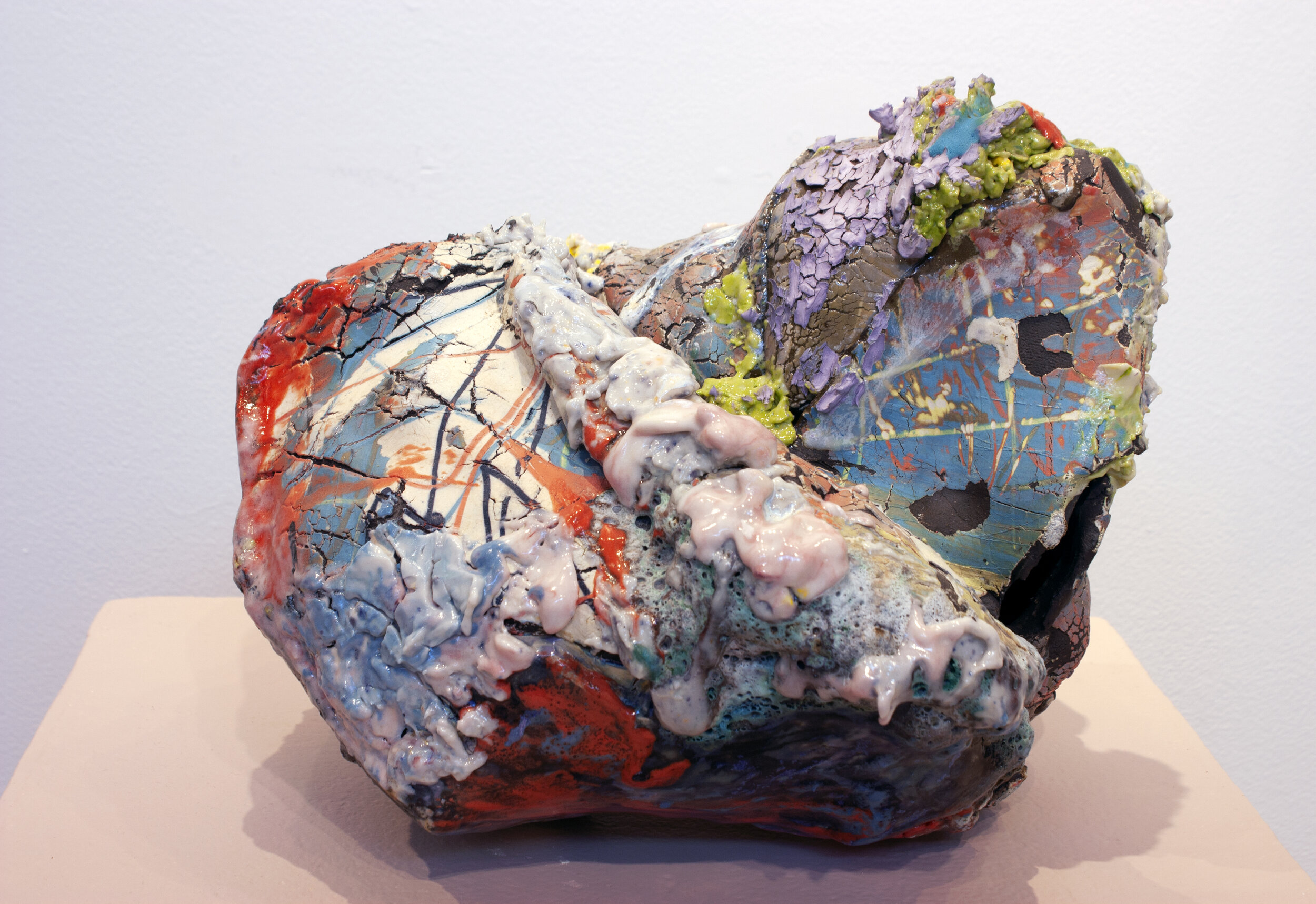 Sarah Knight / Radial Point (Egg) / 2021 / Ceramic, gravel, ceramic glaze / Approx. 13" x 9.5" x 6.5"