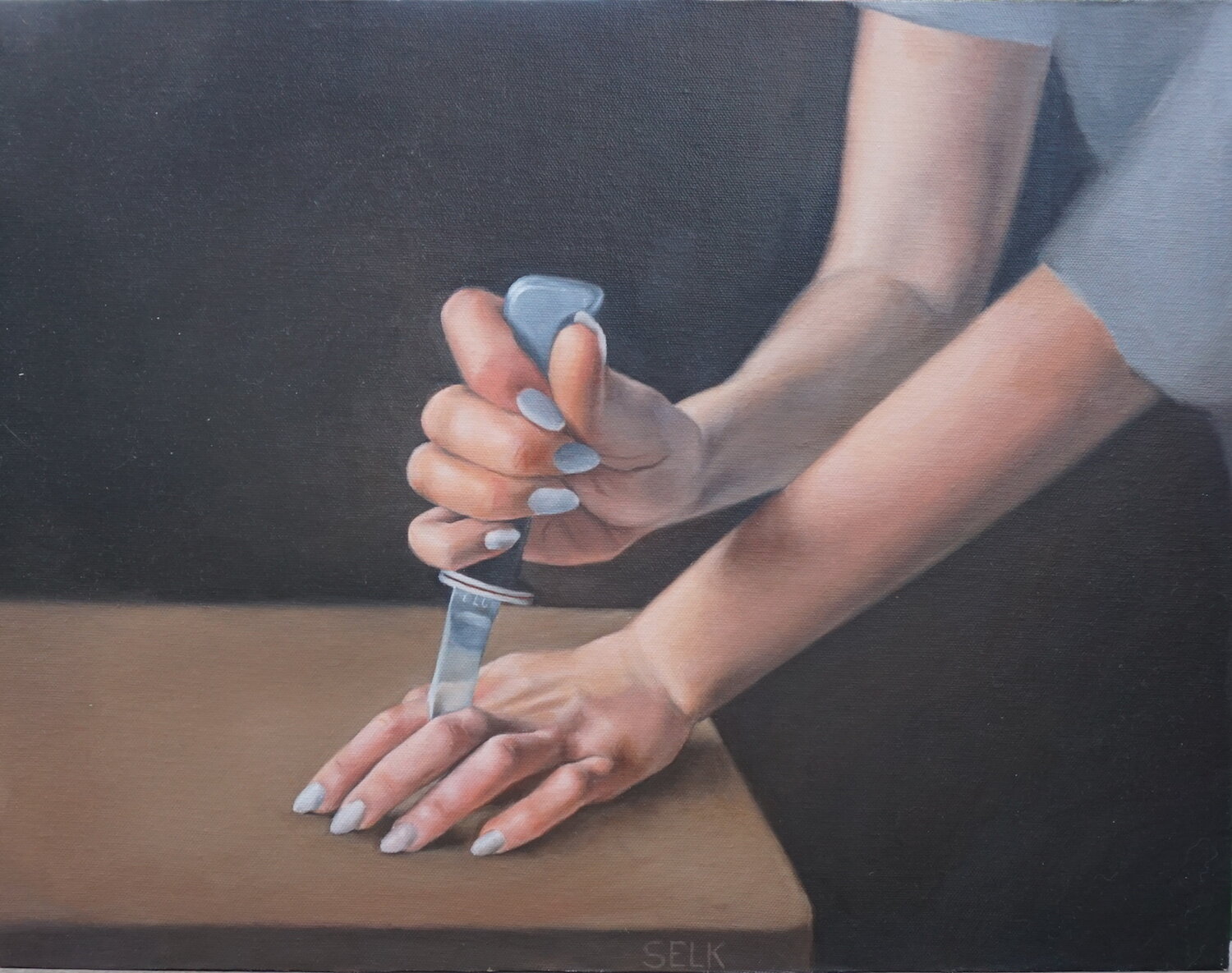 Samira El-Kassis, Five Finger Fillet / 2021 / Oil on Panel / 14 x 18"