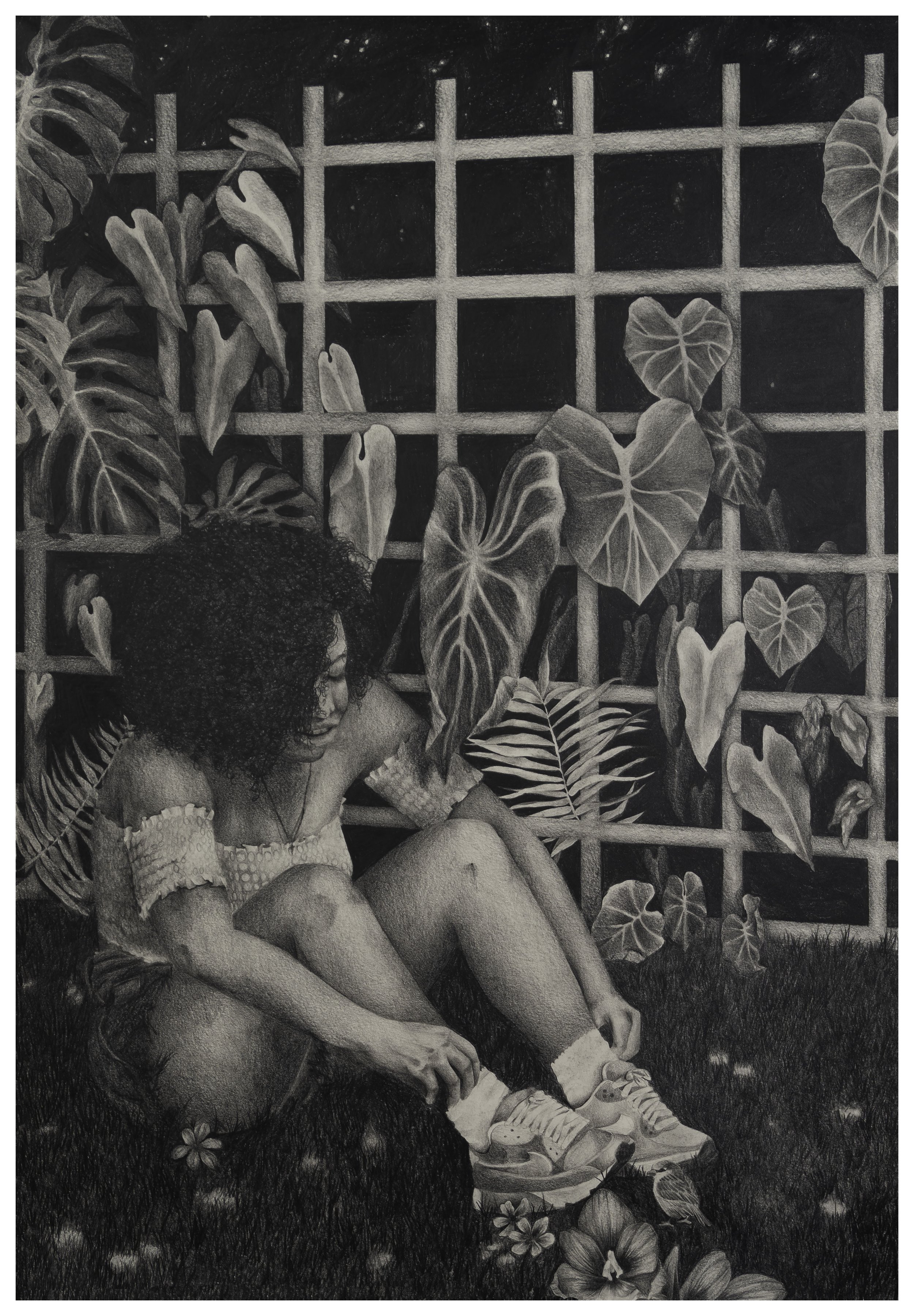  Hannah Nahas “Follies (II)” / 2020 / graphite on paper / 23”x 16” / $1,800 