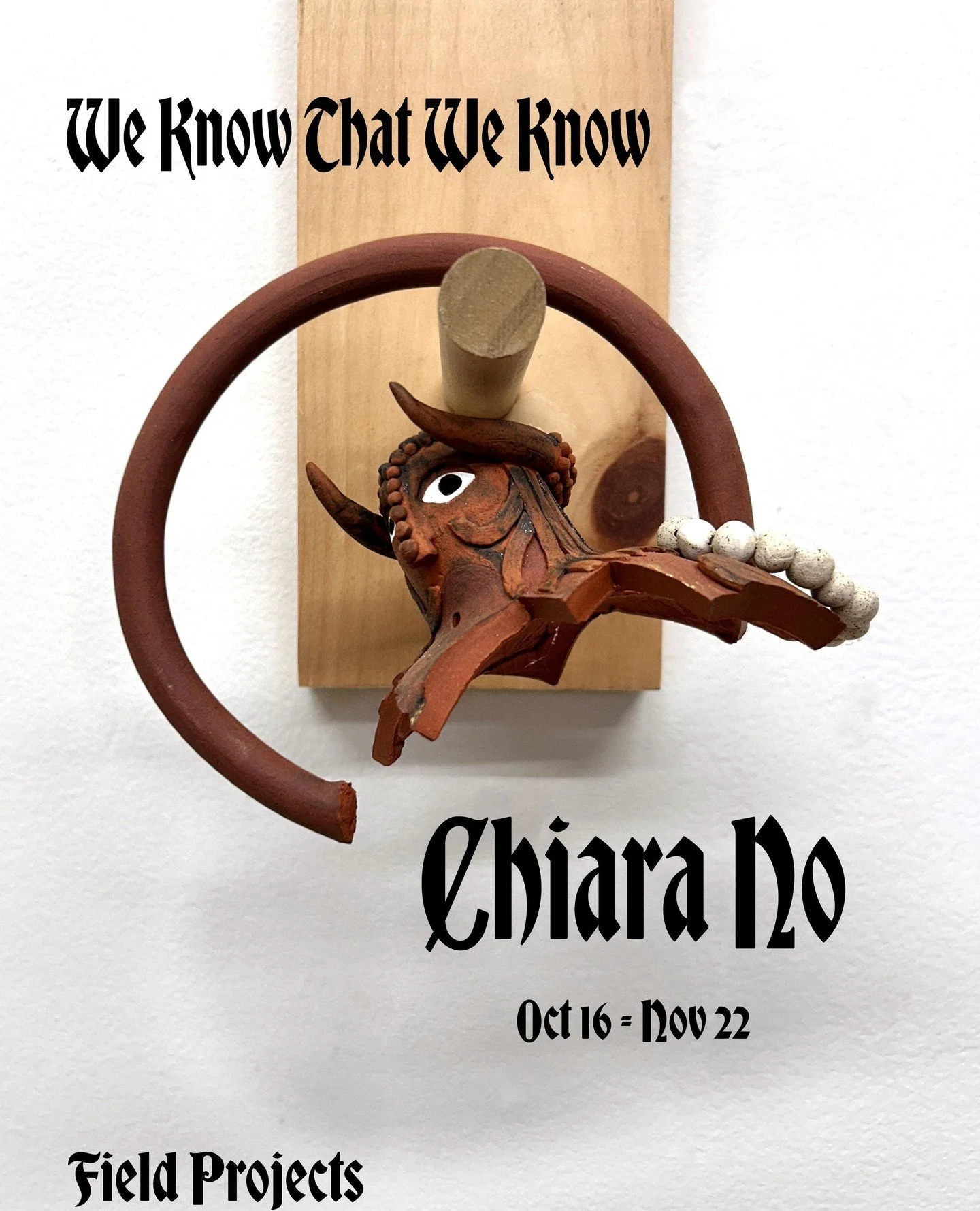 Chiara No: We Know that We Know⁠
⁠
Curated by Jacob Rhodes⁠
⁠
Opening Oct. 16, 6pm⁠
Oct. 16 - Nov. 22, 2025⁠
⁠
@chiara_no_⁠
⁠
Chiara No&rsquo;s bells tells a story of an individual who could be a real person, a spirit, supernatural, goddess, god or g
