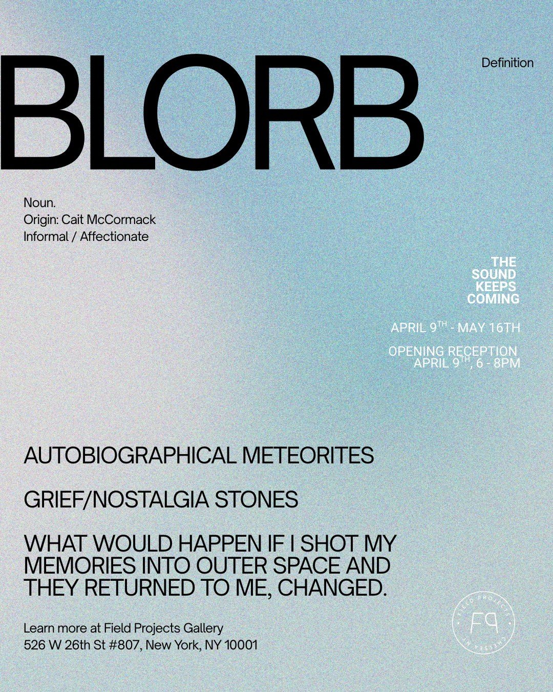 &ldquo;What is a Blorb&rdquo; ⁠
Do you have Blorbs? Collections of crystalized memories inseparable from one another after the red hot alchemization of your life? (You may be entitled to compensation)⁠
⁠
Learn more about Blorbs, their construction, t