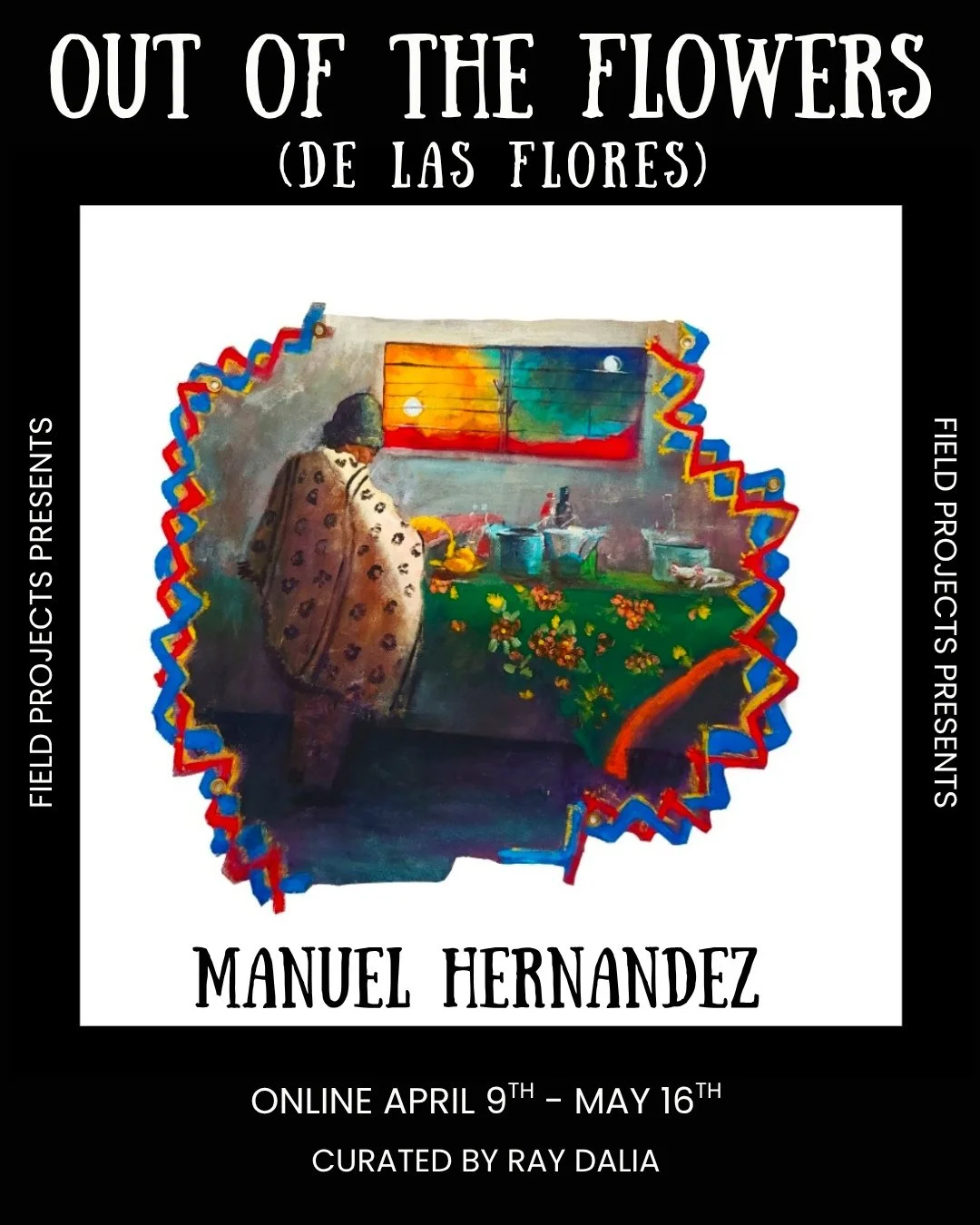 Field Projects Gallery is pleased to announce the opening of our online show "Out of the Flowers (De Las Flores)" featuring the work of Manuel Hernandez ( @toltecatl_manuel ). Manuels work inserts mythological animals and mythological loved
