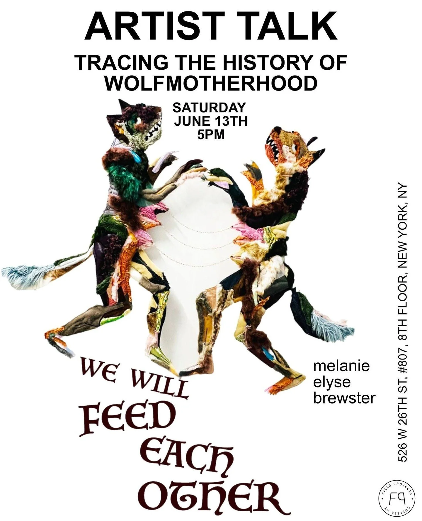 Melanie Elyse Brewster presents "Tracing the History of Wolfmotherhood"⁠
Come to learn more about her solo exhibition WE WILL FEED EACH OTHER⁠
⁠
Saturday, June 13th @ 5pm⁠
⁠
Melanie Elyse Brewster⁠
WE WILL FEED EACH OTHER⁠
May 28-July 4, 20