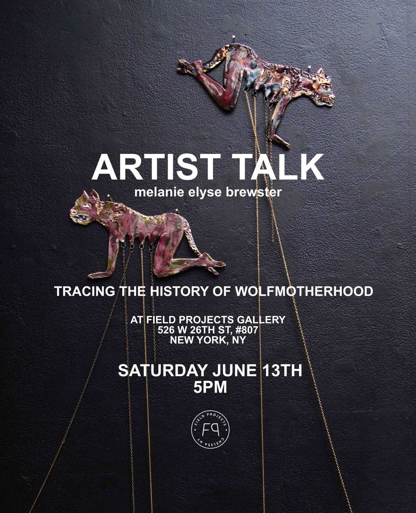 Artist talk tomorrow, June 13th at 5pm @ Field Projects Gallery⁠
⁠
Come hear Melanie Elyse Brewster discuss her solo exhibition WE WILL FEED EACH OTHER⁠
⁠
⁠
#fieldprojects #fieldprojectsgallery #fieldprojectschelsea #fieldprojectsNYC #artistrun #arti
