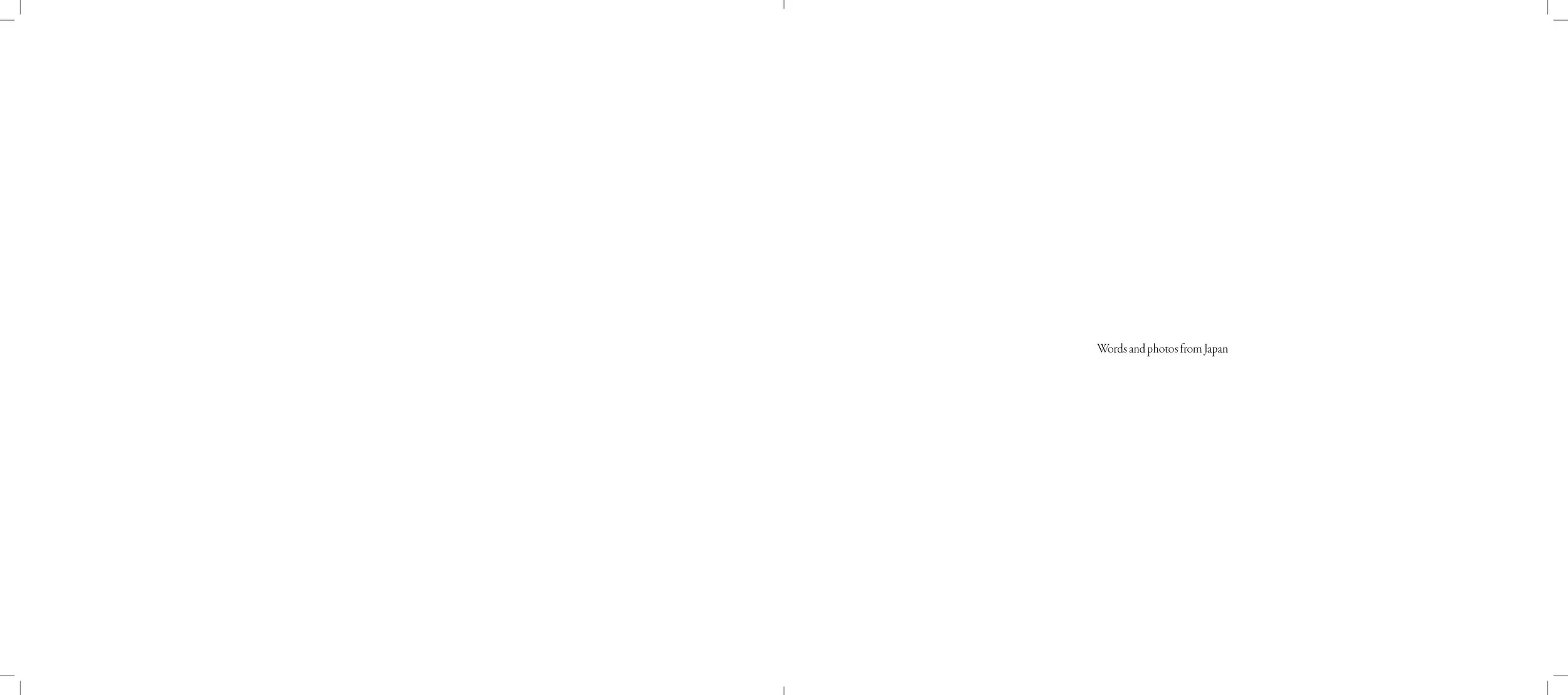 Blank page with the text "Words and photos from Japan" in the lower right corner.